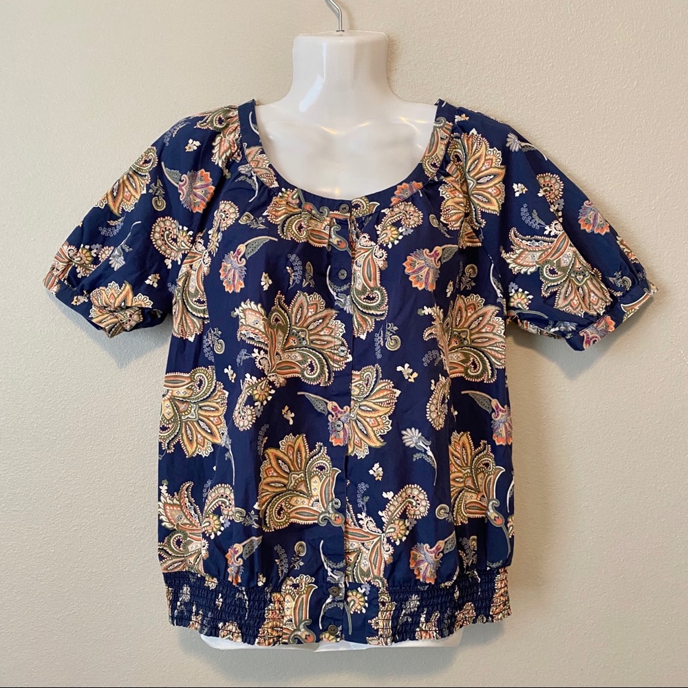 TOMMY HILFIGER Blue Paisley Print Blouse